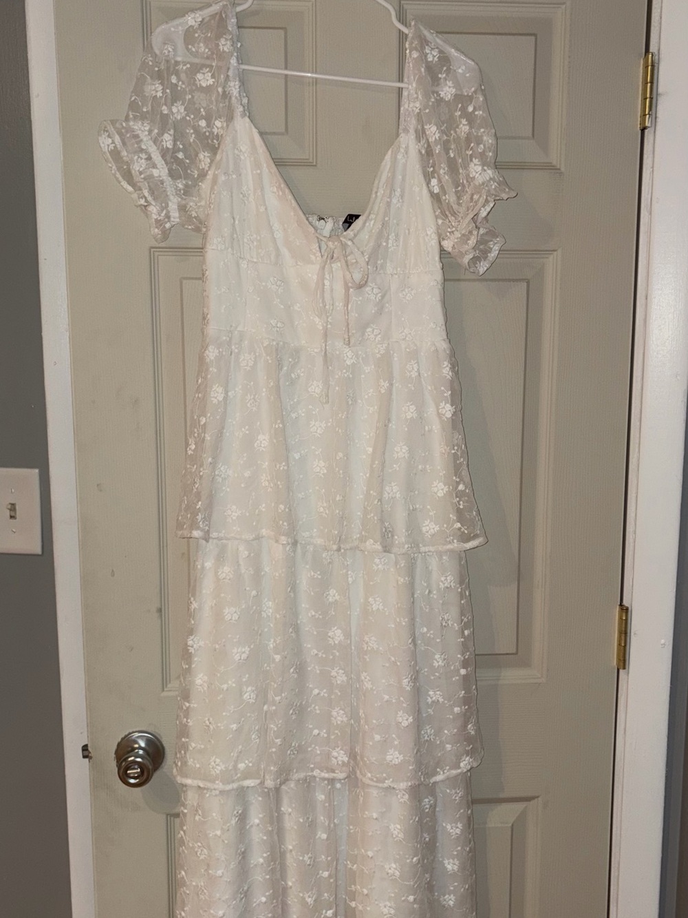 Lulu's Precious Sweetie White Embroidered Midi Dress